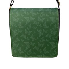 Asparagus Green Butterfly Print Flap Closure Messenger Bag (l) by SpinnyChairDesigns