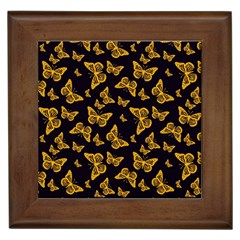 Black Gold Butterfly Print Framed Tile by SpinnyChairDesigns