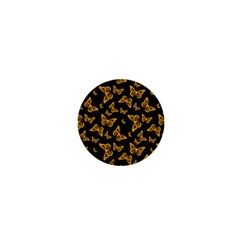 Black Gold Butterfly Print 1  Mini Buttons by SpinnyChairDesigns