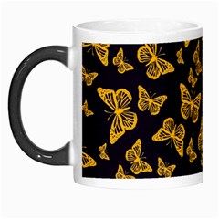 Black Gold Butterfly Print Morph Mugs by SpinnyChairDesigns