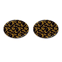 Black Gold Butterfly Print Cufflinks (oval) by SpinnyChairDesigns