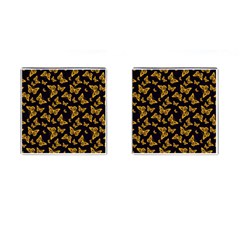 Black Gold Butterfly Print Cufflinks (square) by SpinnyChairDesigns