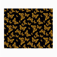 Black Gold Butterfly Print Small Glasses Cloth (2 Sides) by SpinnyChairDesigns