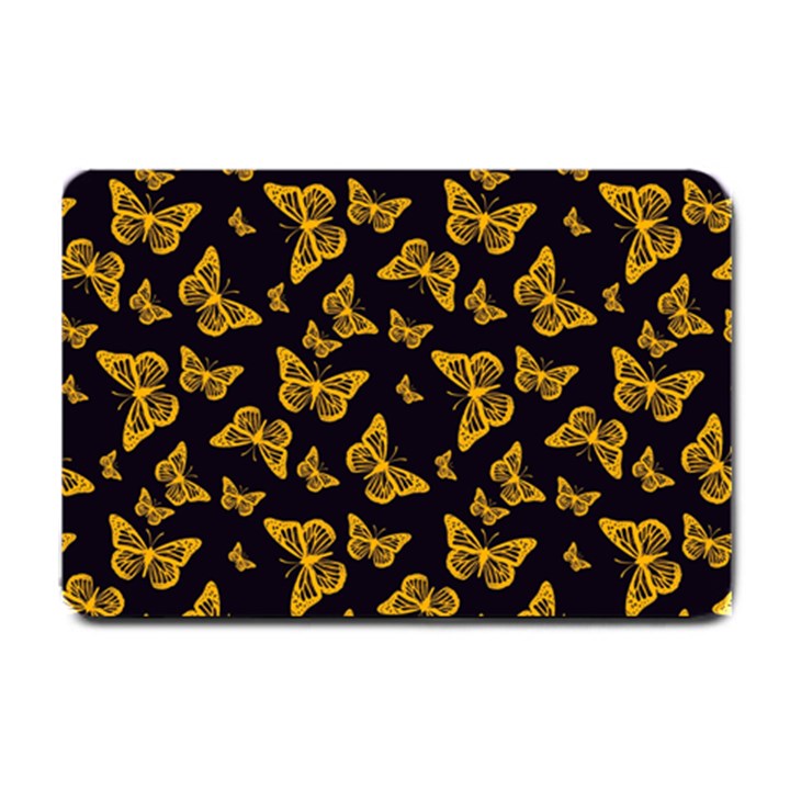 Black Gold Butterfly Print Small Doormat 