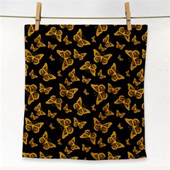 Black Gold Butterfly Print Face Towel by SpinnyChairDesigns