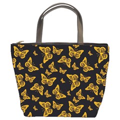 Black Gold Butterfly Print Bucket Bag by SpinnyChairDesigns