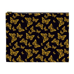 Black Gold Butterfly Print Cosmetic Bag (xl) by SpinnyChairDesigns