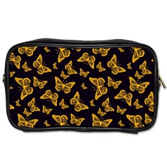 Black Gold Butterfly Print Toiletries Bag (one Side) by SpinnyChairDesigns