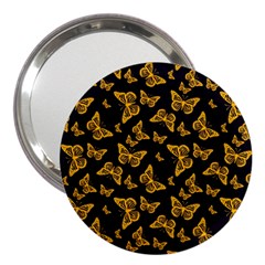 Black Gold Butterfly Print 3  Handbag Mirrors by SpinnyChairDesigns