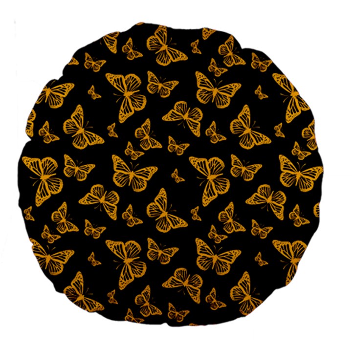 Black Gold Butterfly Print Large 18  Premium Round Cushions