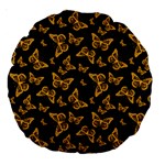 Black Gold Butterfly Print Large 18  Premium Round Cushions Back