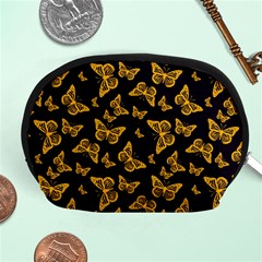 Black Gold Butterfly Print Accessory Pouch (medium) by SpinnyChairDesigns