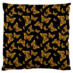 Black Gold Butterfly Print Standard Flano Cushion Case (one Side) by SpinnyChairDesigns