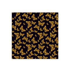 Black Gold Butterfly Print Satin Bandana Scarf by SpinnyChairDesigns