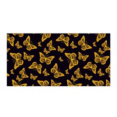 Black Gold Butterfly Print Satin Wrap by SpinnyChairDesigns