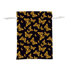 Black Gold Butterfly Print Lightweight Drawstring Pouch (s) by SpinnyChairDesigns