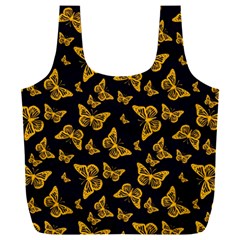 Black Gold Butterfly Print Full Print Recycle Bag (xxxl) by SpinnyChairDesigns