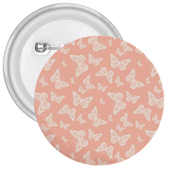 Peaches and Cream Butterfly Print 3  Buttons