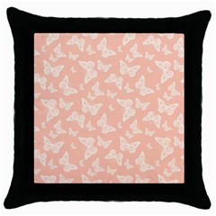 Peaches and Cream Butterfly Print Throw Pillow Case (Black)