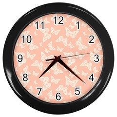 Peaches and Cream Butterfly Print Wall Clock (Black)