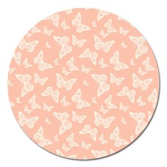 Peaches And Cream Butterfly Print Magnet 5  (round) by SpinnyChairDesigns