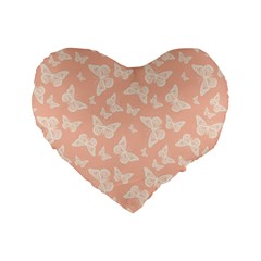 Peaches and Cream Butterfly Print Standard 16  Premium Heart Shape Cushions