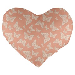 Peaches and Cream Butterfly Print Large 19  Premium Heart Shape Cushions