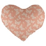 Peaches and Cream Butterfly Print Large 19  Premium Heart Shape Cushions Front