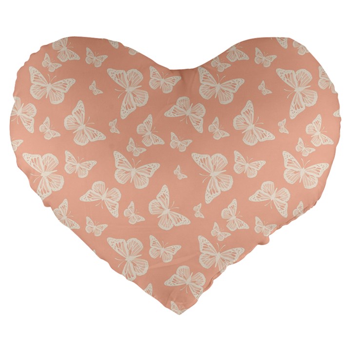 Peaches and Cream Butterfly Print Large 19  Premium Heart Shape Cushions