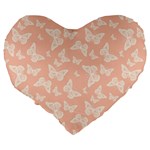 Peaches and Cream Butterfly Print Large 19  Premium Heart Shape Cushions Back