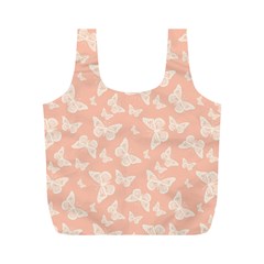 Peaches And Cream Butterfly Print Full Print Recycle Bag (m) by SpinnyChairDesigns