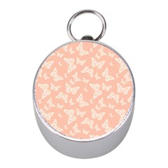 Peaches and Cream Butterfly Print Mini Silver Compasses