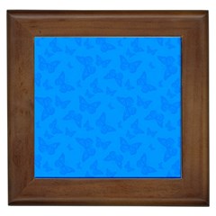 Cornflower Blue Butterfly Print Framed Tile by SpinnyChairDesigns