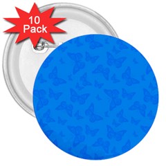 Cornflower Blue Butterfly Print 3  Buttons (10 Pack)  by SpinnyChairDesigns