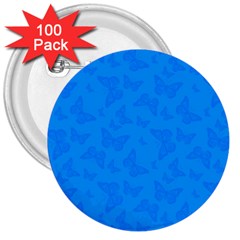 Cornflower Blue Butterfly Print 3  Buttons (100 Pack)  by SpinnyChairDesigns