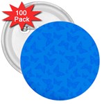 Cornflower Blue Butterfly Print 3  Buttons (100 pack)  Front