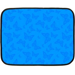 Cornflower Blue Butterfly Print Double Sided Fleece Blanket (mini)  by SpinnyChairDesigns