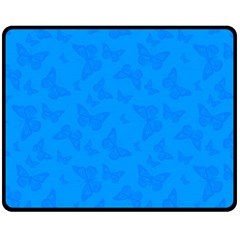 Cornflower Blue Butterfly Print Fleece Blanket (medium)  by SpinnyChairDesigns