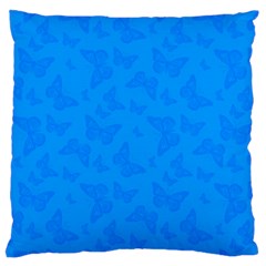 Cornflower Blue Butterfly Print Large Cushion Case (one Side) by SpinnyChairDesigns