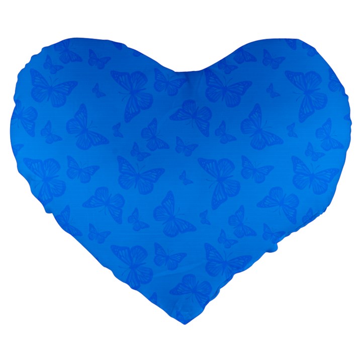 Cornflower Blue Butterfly Print Large 19  Premium Heart Shape Cushions