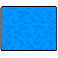 Cornflower Blue Butterfly Print Double Sided Fleece Blanket (medium)  by SpinnyChairDesigns