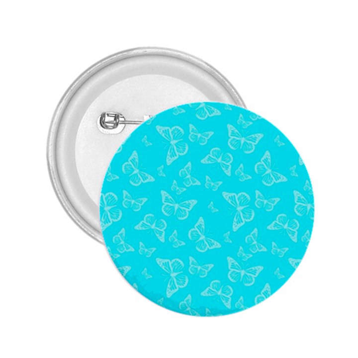 Aqua Blue Butterfly Print 2.25  Buttons