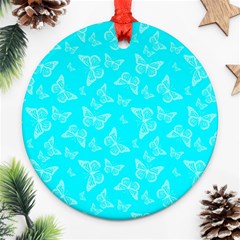 Aqua Blue Butterfly Print Ornament (round) by SpinnyChairDesigns