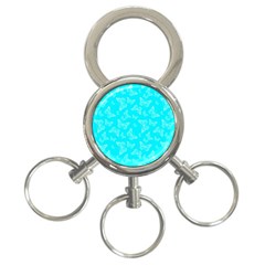 Aqua Blue Butterfly Print 3-ring Key Chain by SpinnyChairDesigns