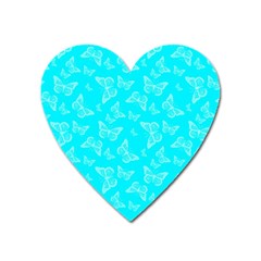 Aqua Blue Butterfly Print Heart Magnet by SpinnyChairDesigns