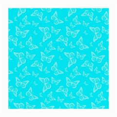 Aqua Blue Butterfly Print Medium Glasses Cloth (2 Sides) by SpinnyChairDesigns