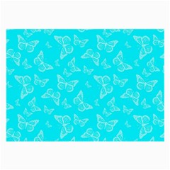 Aqua Blue Butterfly Print Large Glasses Cloth (2 Sides) by SpinnyChairDesigns