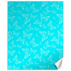 Aqua Blue Butterfly Print Canvas 11  X 14  by SpinnyChairDesigns