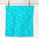 Aqua Blue Butterfly Print Face Towel Front