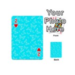 Aqua Blue Butterfly Print Playing Cards 54 Designs (Mini) Front - Heart2